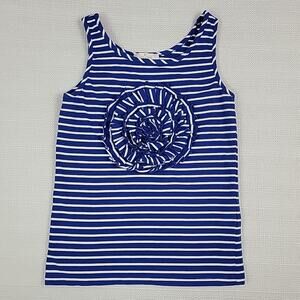 Kate Spade Girl's Alessa Rosette Tank Navy White Stripes Small